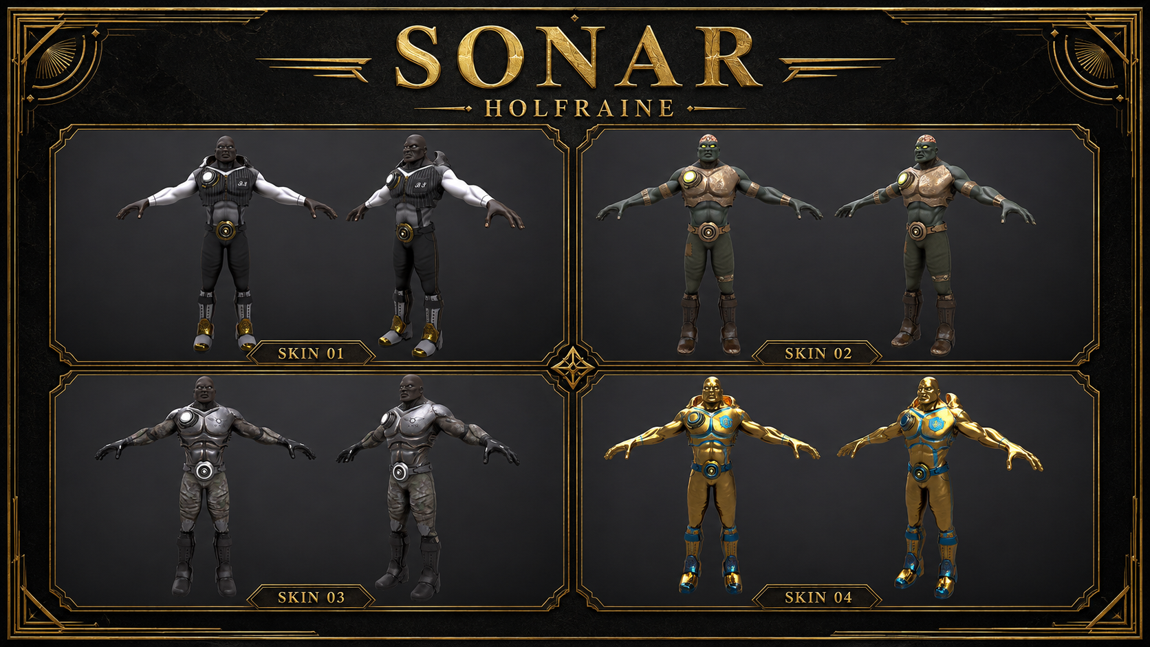 Personaje Sonar de Holfraine con sus cuatro skins