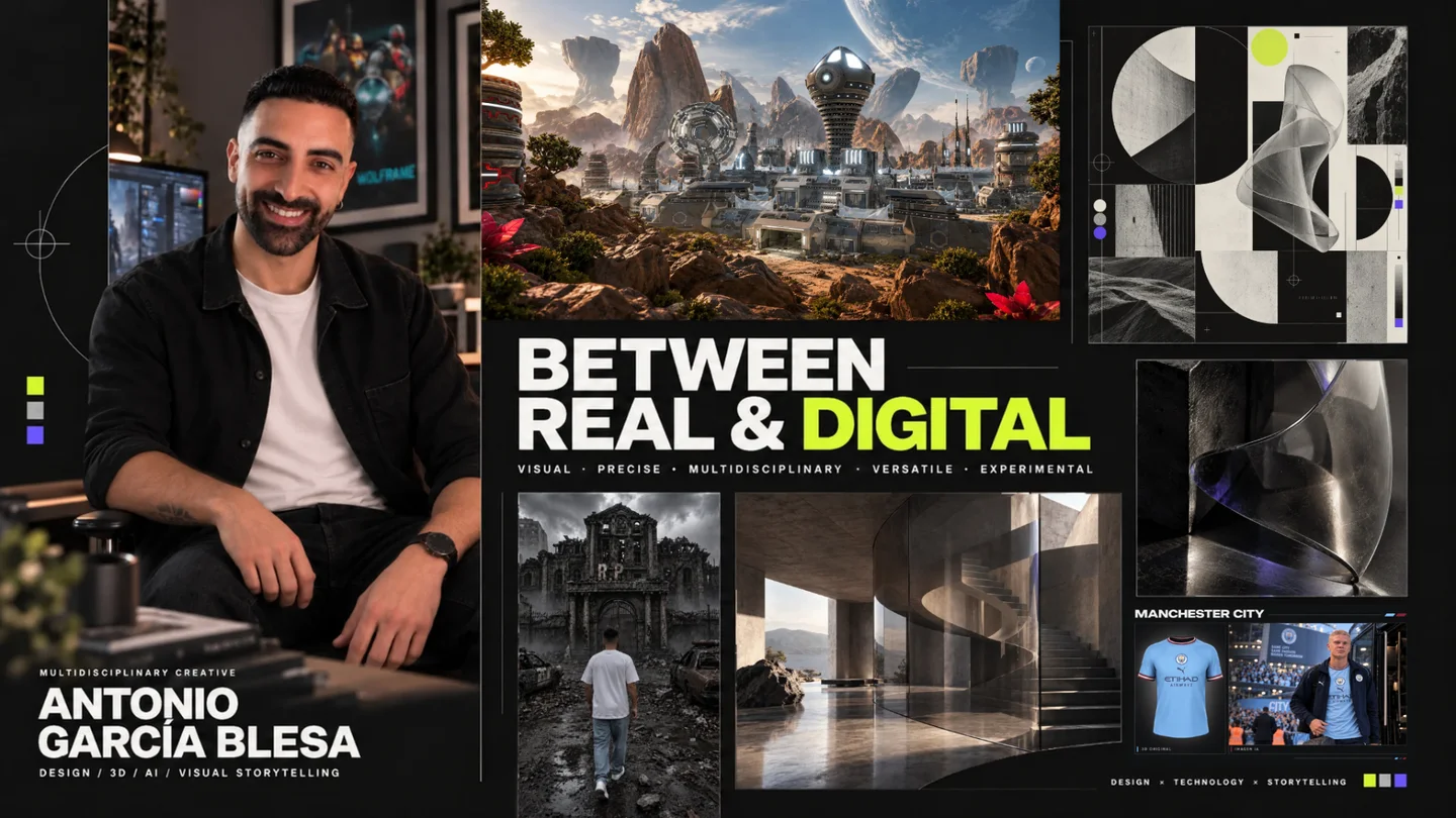 Moodboard profesional de Antonio García Blesa: diseño, tecnología y narrativa visual