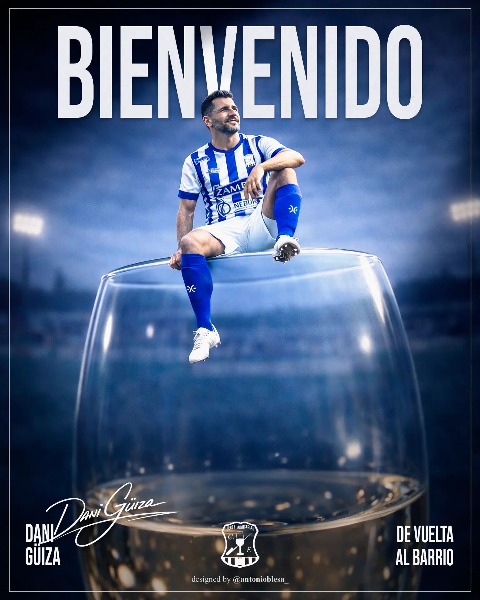 Pieza gráfica de presentación deportiva de Dani Güiza