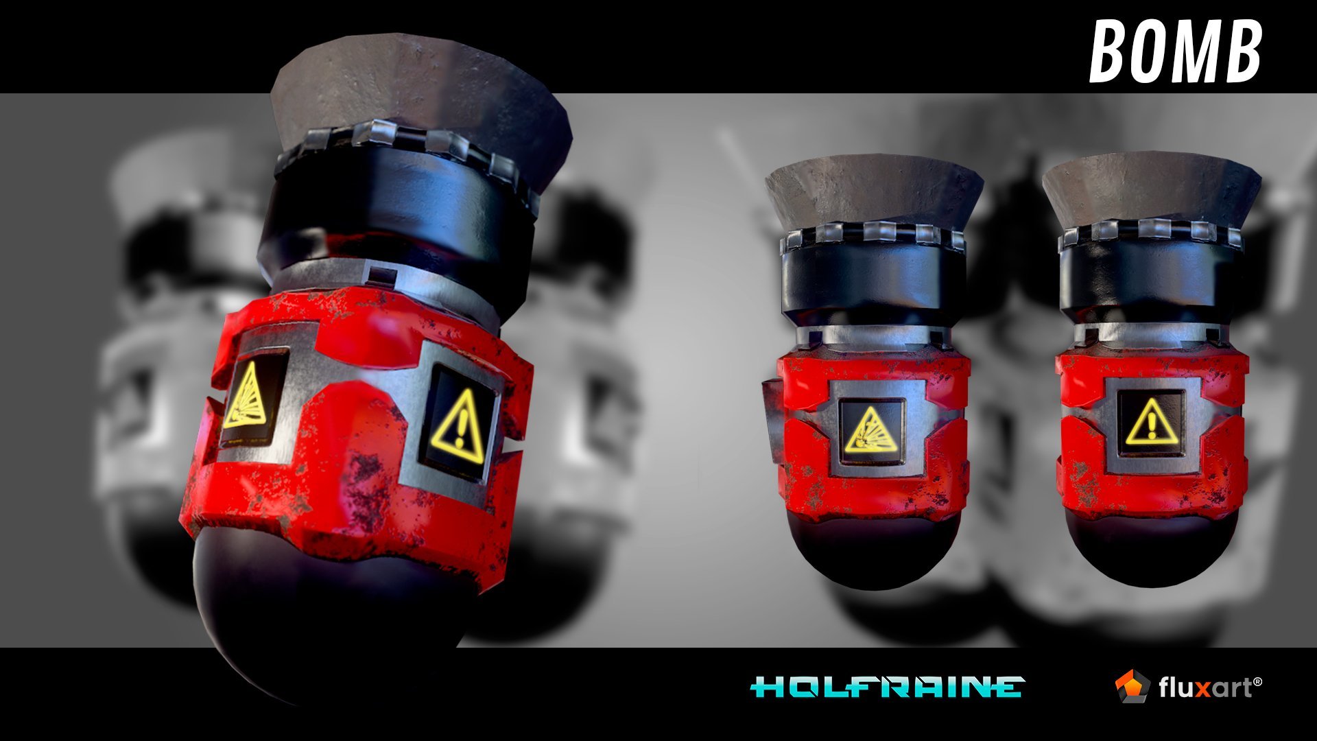 Prop de bomba modelado y texturizado para Holfraine