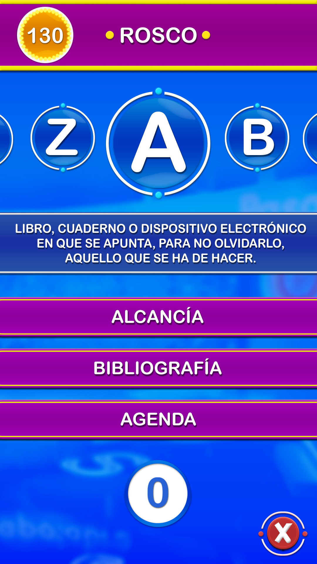 Pantalla del modo Rosco de Pasapalabra