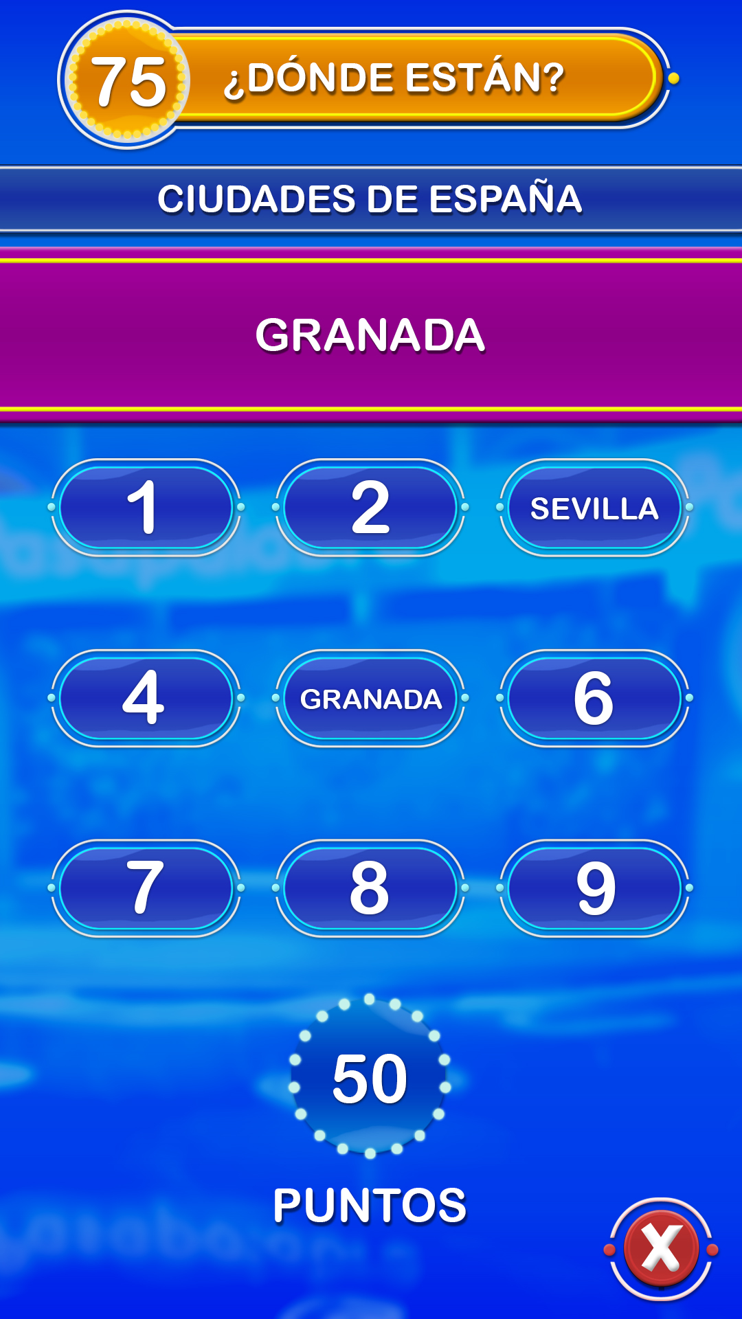 Pantalla del modo ¿Dónde están? de Pasapalabra